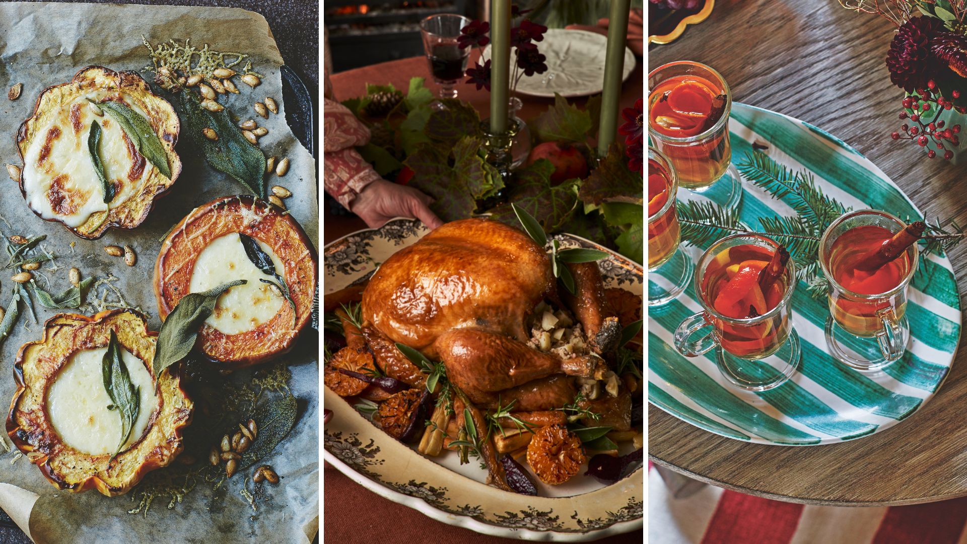 Pumpkin fondues. turkey and hot toddys